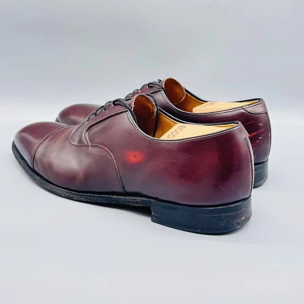 Johnston & Murphy Shoes Mens 11 Brown Leather Cap Toe Oxford Lace Up Dress